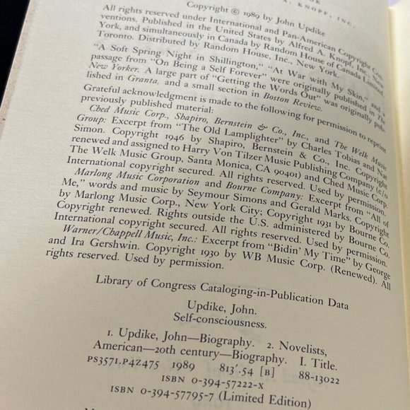 John Updike Signed Self-consciousness 1st Edition! 1989 RARE #163/350 Book + SC! - Picture 8 of 8